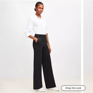 LOFT Ponte Wide Leg Black Trouser Pants